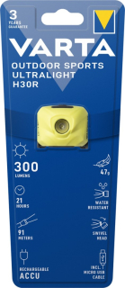 Čelová svítilna VARTA limetková, OUTDOOR SPORTS Ultralight, LED3W nabíjecí